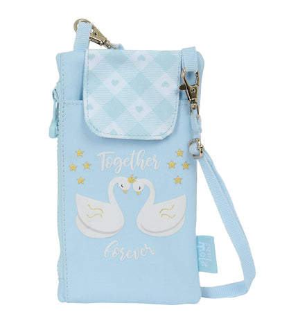 Glow Lab Portemonnee Glow Lab Cisnes Zak voor mobiel in blauw, compact wallet with card holder and zipper closure.