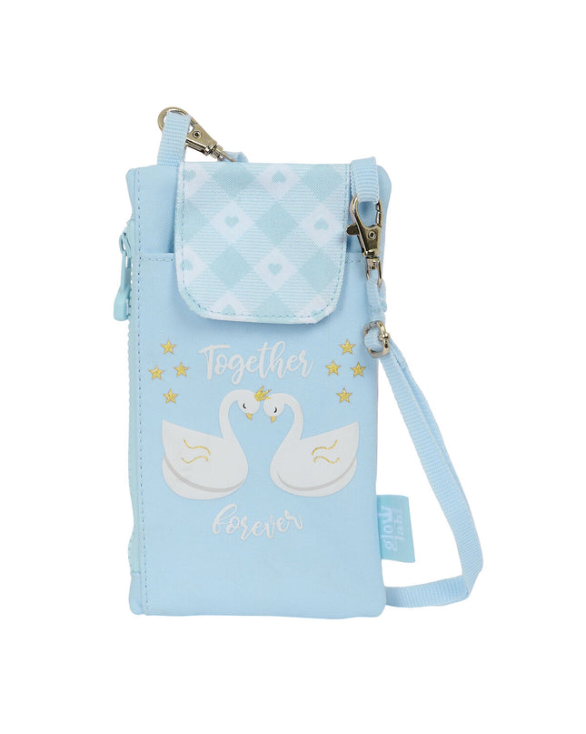 Glow Lab Portemonnee Glow Lab Cisnes Zak voor mobiel in blauw, compact wallet with card holder and zipper closure.