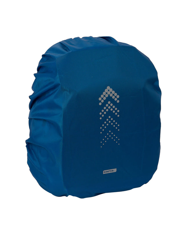 Safta waterdichte rugzak hoes in marineblauw, geschikt voor sport en outdoor, met fan-achtige ontwerp voor kleine rugzakken