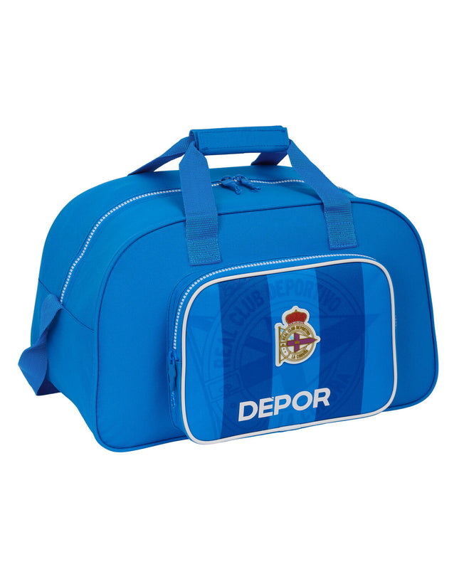 Blue R. C. Deportivo de La Coruña sports bag, 40x24x23 cm, durable outdoor gear with spacious compartment for sports equipment.
