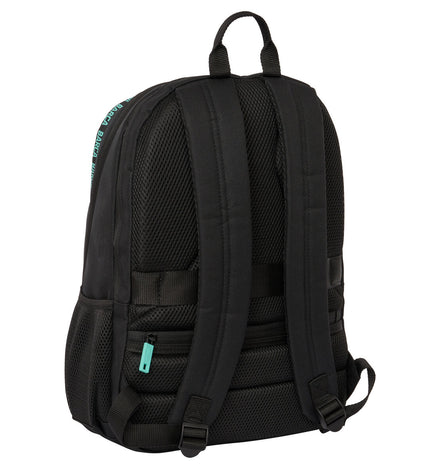 F.C. Barcelona black padel tennis backpack with sporty design, ideal for outdoor paddle tennis gear and accessories.
