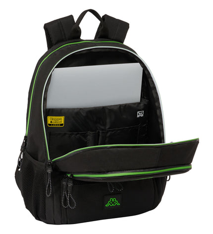 Kappa black paddle tennis bag with sport outdoor design, featuring compartments for paddles and gear, suitable for paddle tennis players.