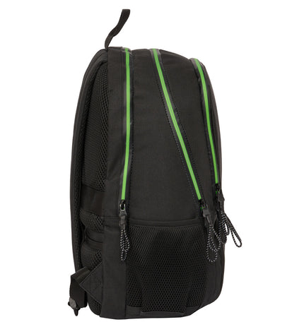 Kappa black paddle tennis sport backpack with multiple compartments and padded straps, designed for outdoor sports.
