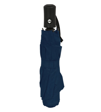 El Ganso classic marine blue foldable umbrella with 102 cm canopy, shown open and folded, designed for travel and everyday use.