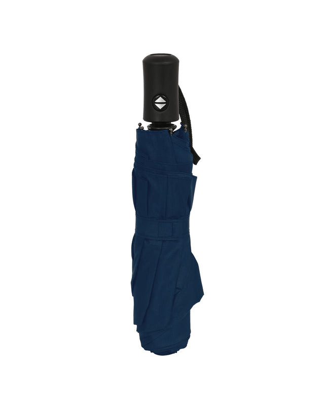 El Ganso classic marine blue foldable umbrella with 102 cm canopy, shown open and folded, designed for travel and everyday use.