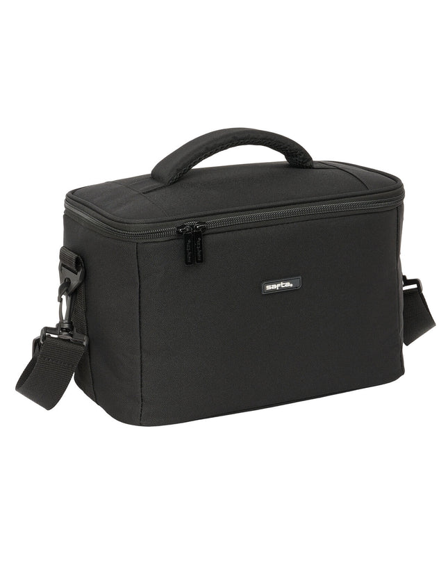 Safta Negro 18-liter portable cooler box for outdoor camping and hiking, measuring 29x19x18 cm with a sturdy design.