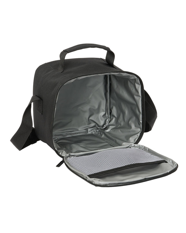 Safta black portable cooler box in compact size, ideal for outdoor camping and sports, with 20x20x15 cm dimensions.