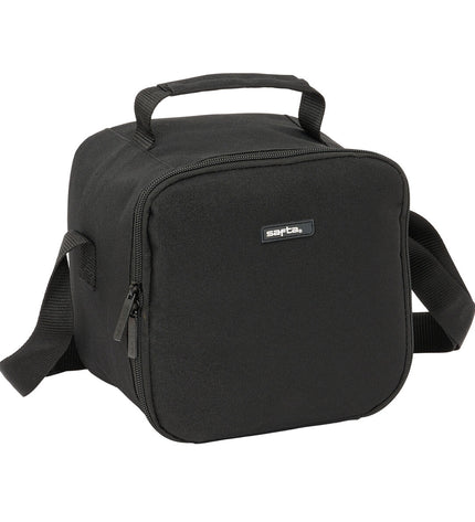 Safta black portable cooler box for outdoor camping and hiking, measuring 20x20x15 cm, suitable for sports and outdoor activities.