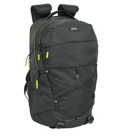 Safta trekking backpack in gray with 25L capacity, outdoor sport bag with adjustable straps and multiple compartments.