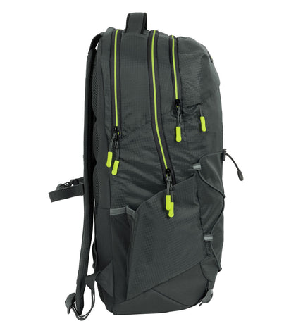Safta trekking backpack in grey with 25L capacity, featuring adjustable straps and multiple compartments for outdoor adventures.