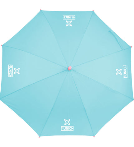 Munich Heaven Celeste umbrella with 86 cm diameter, lightweight bagage umbrella in sky blue with a sturdy handle.