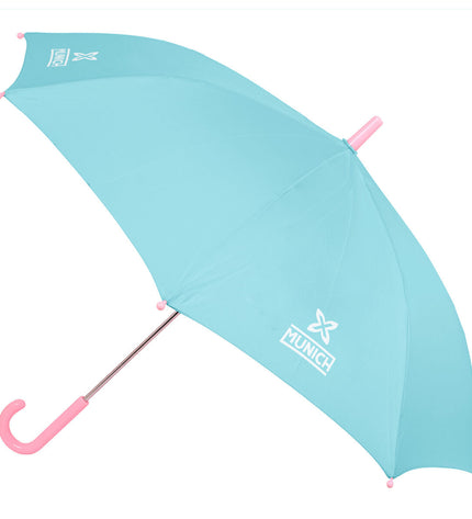 Munich Heaven Celeste travel umbrella with 86 cm diameter, lightweight bagage umbrella in vibrant blue color.