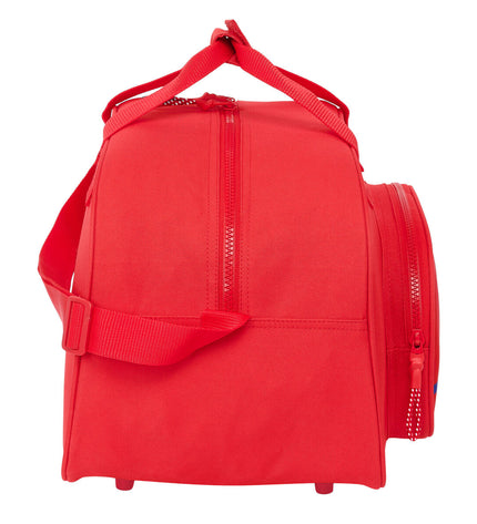 Atlético Madrid sports and outdoor duffel bag in red, measuring 40x24x23 cm, with team logo and sturdy handles.