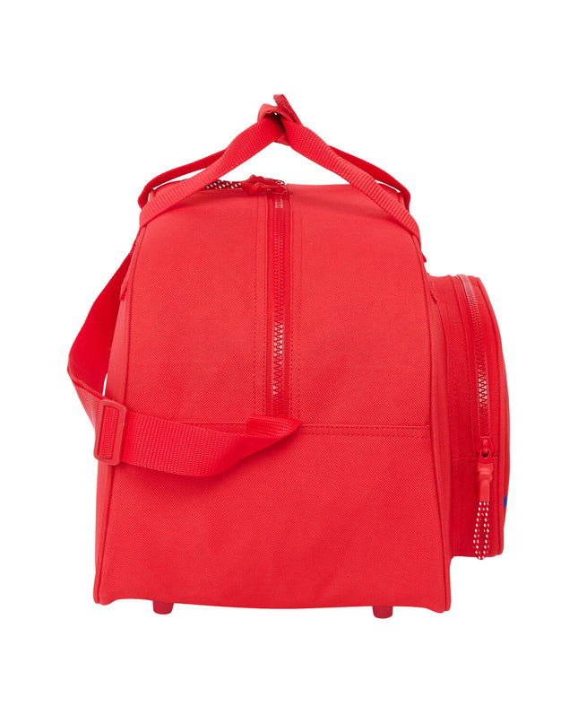 Atlético Madrid sports and outdoor duffel bag in red, measuring 40x24x23 cm, with team logo and sturdy handles.