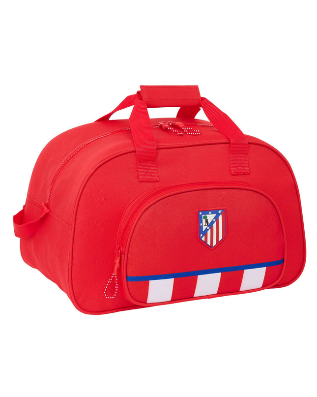 Atlético Madrid sports and outdoor bag in red, 40x24x23 cm, with team logo and sturdy handles for travel or gym use.