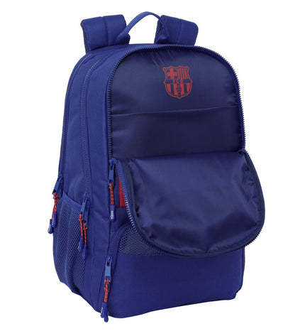 F.C. Barcelona padel backpack in kastanjebruin and marineblauw, designed for paddle tennis with sport outdoor style.