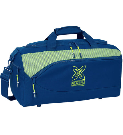 Munich North marine blue sports bag with 50x25x25 cm dimensions, outdoor and sport tote with sturdy handles and zip closure.
