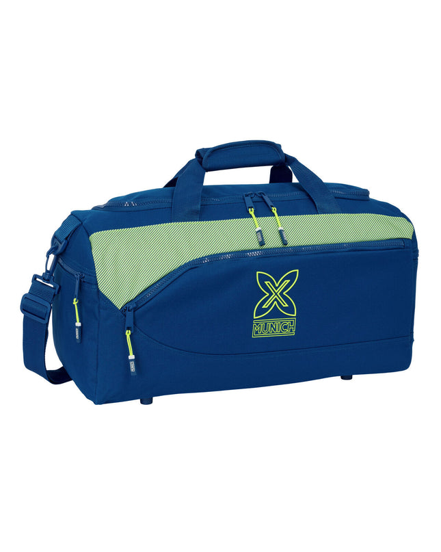 Munich North marine blue sports bag with 50x25x25 cm dimensions, outdoor and sport tote with sturdy handles and zip closure.