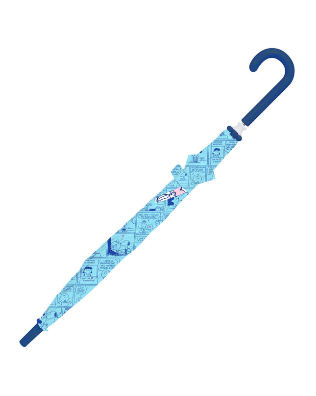 Blue Snoopy Love umbrella, 86 cm diameter, compact bagage umbrella featuring Snoopy illustrations