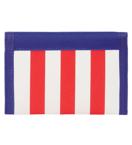 Atlético Madrid blue, white, and red wallet with cardholder, measuring 12.5x9.5x1 cm, designed for travel and everyday use.