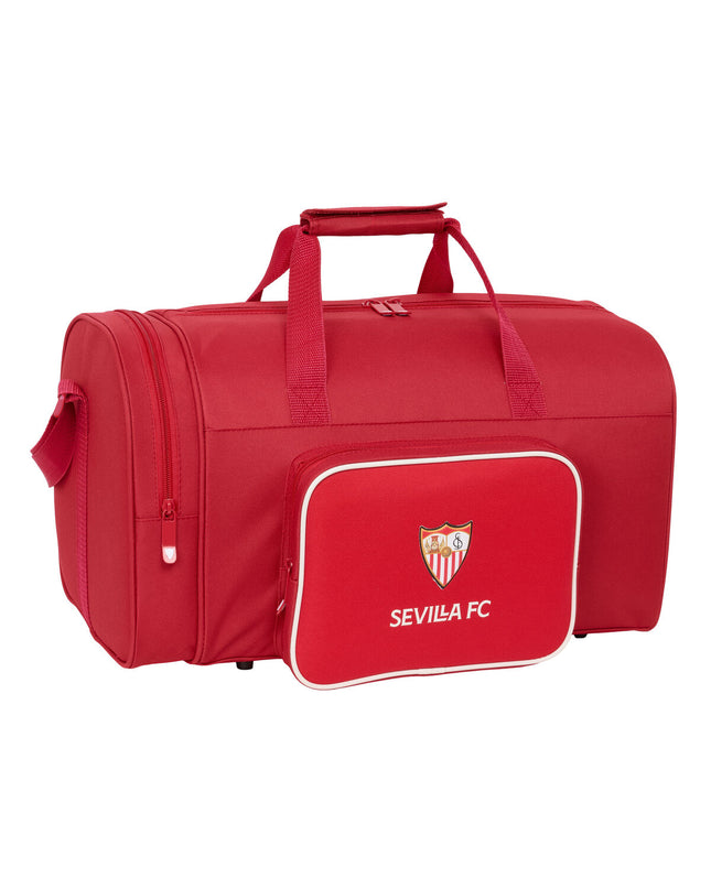 Sevilla Fútbol Club sports bag with red color, dimensions 47x26x27 cm, designed for sports and outdoor activities.