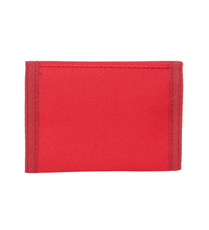 Sevilla Fútbol Club red wallet with card holder and compartments, measuring 12.5x9.5x1 cm, designed for travel and everyday use.
