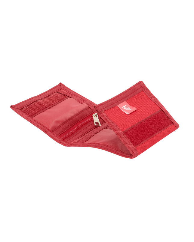 Sevilla FC portefeuille rouge with cardholder and compartments, compact size 12.5x9.5x1 cm, made for fans and everyday use.