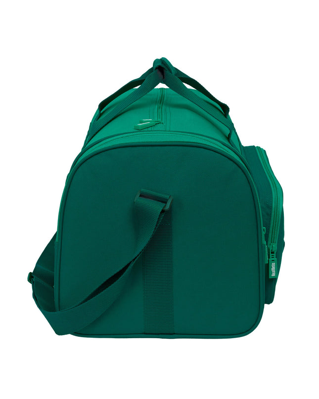 Real Betis Balompié green sports and outdoor bag, 47x26x27 cm, with handles and logo, ideal for sports and travel use.