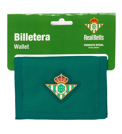 Real Betis Balompié turquoise wallet with cardholder, measuring 12.5x9.5x1 cm, made for carrying cash and cards.