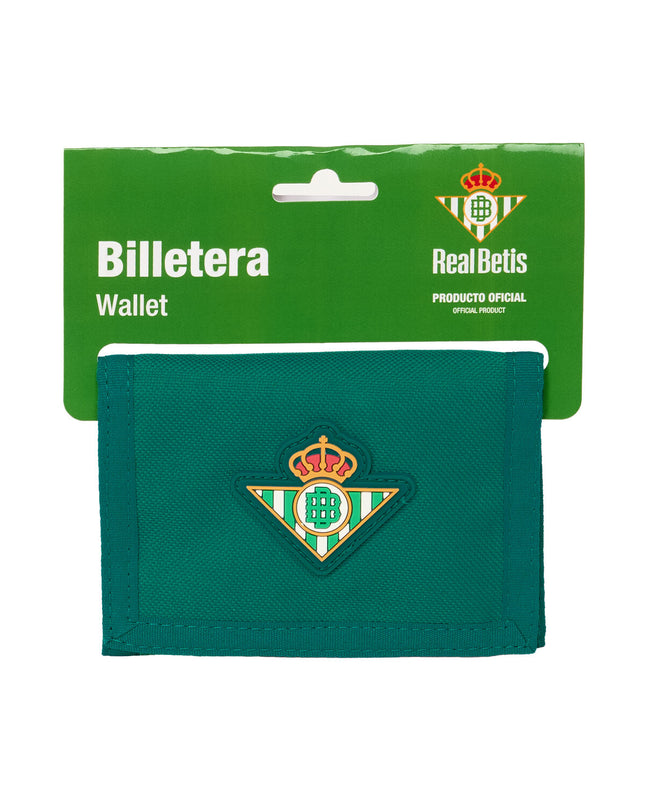 Real Betis Balompié turquoise wallet with cardholder, measuring 12.5x9.5x1 cm, made for carrying cash and cards.