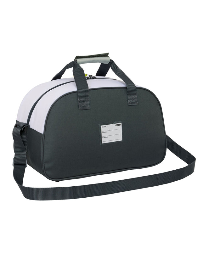 Real Madrid C.F. sports bag in white with black accents, 40x24x23 cm, designed for sports and outdoor activities.