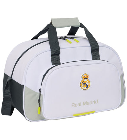Real Madrid C.F. sports and outdoor bag, size 40x24x23 cm, with team logo and black color, designed for athletic gear storage.