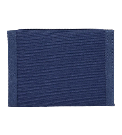 F.C. Barcelona blue wallet with cardholder and coin pocket, compact 12.5 x 9.5 cm, designed for secure cash and card storage.
