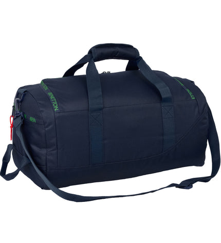Benetton Marine blue sports bag with 50x25x25 cm dimensions, suitable for outdoor and gym use, with sturdy handles and zipper closure.