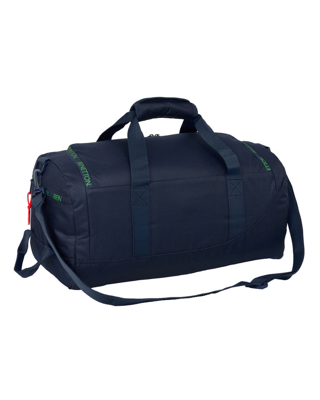 Benetton Marine blue sports bag with 50x25x25 cm dimensions, suitable for outdoor and gym use, with sturdy handles and zipper closure.