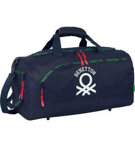 Benetton marine blue sports bag with 50x25x25 cm dimensions, suitable for outdoor and gym use.