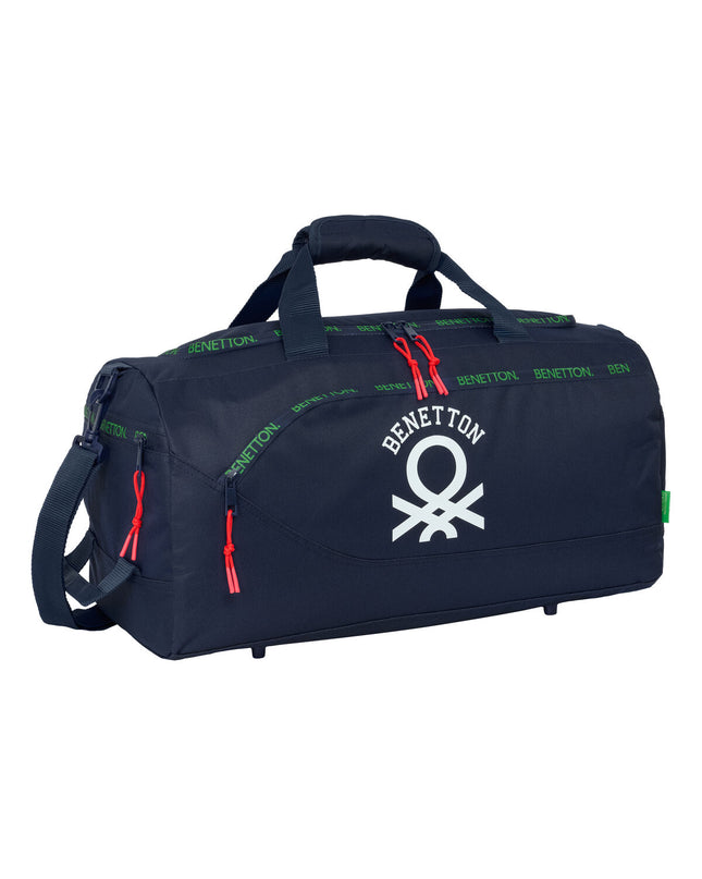 Benetton marine blue sports bag with 50x25x25 cm dimensions, suitable for outdoor and gym use.