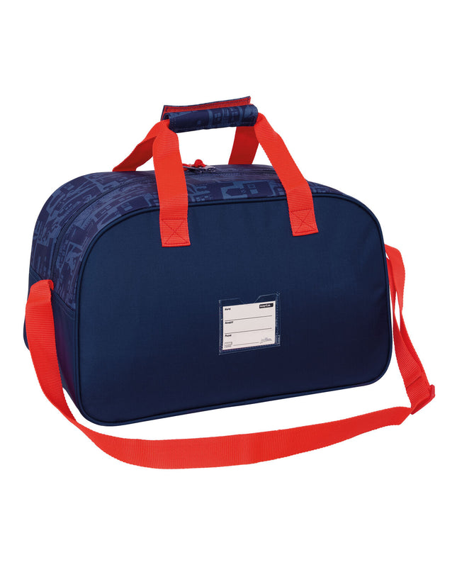 Blue Spider-Man sports bag with handles and zip closure, measuring 40 x 24 x 23 cm, ideal for sports and outdoor use.