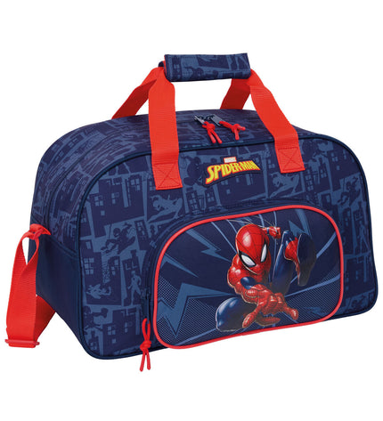 Blue Spider-Man sports bag with handles, measuring 40x24x23 cm, ideal for outdoor and sport activities.