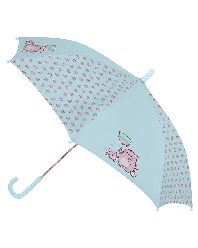 Pink Pembe cat-themed umbrella with multicolored design, 86 cm diameter, designed for luggage protection and style.