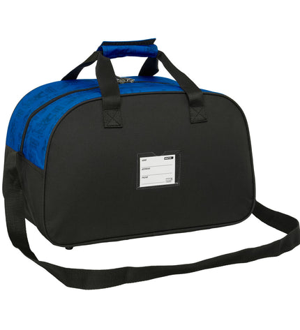 Blue and black Avengers sport bag with handles and zippers, measuring 40x24x23 cm, designed for sports and outdoor activities.