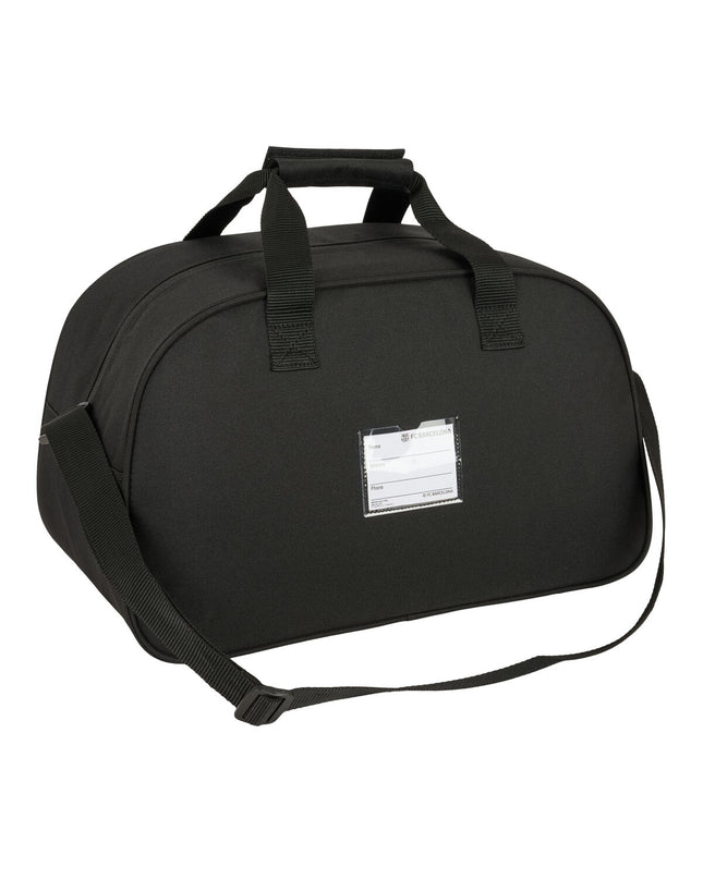 F.C. Barcelona black sports and outdoor bag with dimensions 40x24x23 cm, featuring team logo and sturdy handles.