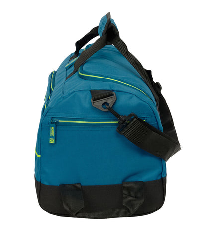 Munich Sporttas Land Zwart Groen, outdoor sports bag, 50x25x25 cm with black and green fabric, for sports and outdoor activities.