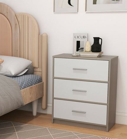 Max Home Nachtkastje in wit en grijs, 58x70x30 cm, modern bedside table with clean design and storage space.