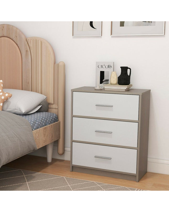 Max Home Nachtkastje in wit en grijs, 58x70x30 cm, modern bedside table with clean design and storage space.