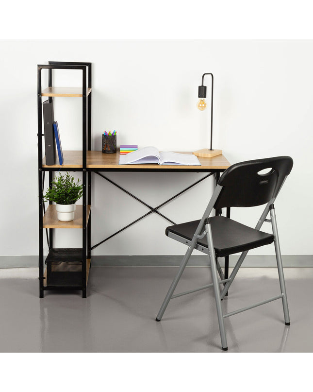 Max Home melamine spaanderplaat bureau met plank, staal finish, 120x12x64 cm, geschikt voor huis en koken meubel.