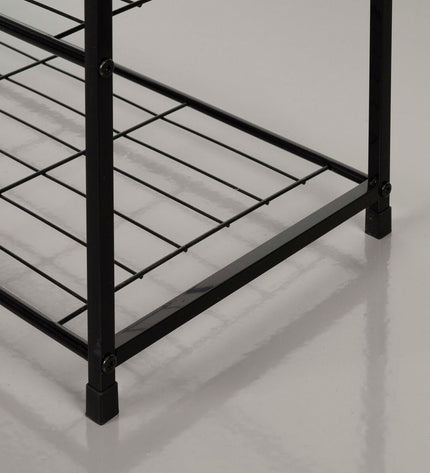 Max Home Schoenenrek Max Home shoe rack, 63x63x30 cm, black metal storage unit for home organization and shoe storage.