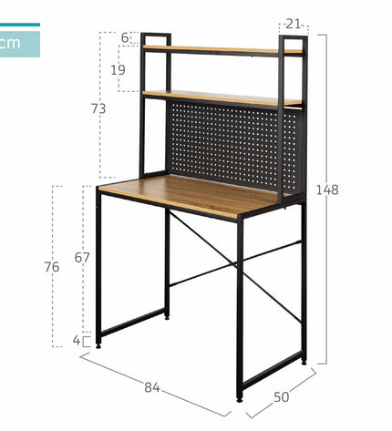 Max Home steel melamine plank bureau with wood grain finish, measuring 84x148x50 cm, suitable for home furniture and decor.