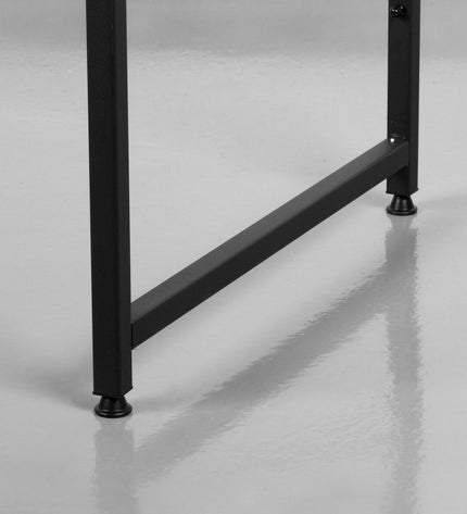 Max Home steel melamine plank bureau with spacious wooden surface, measuring 84 x 148 x 50 cm, for home office or kitchen use.