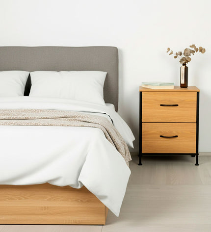 Max Home black bedside table with 40x52x30 cm compact design, featuring sleek modern style and storage space.